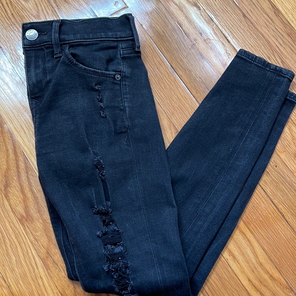 Black destroyed Express Jeans